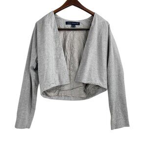 French Connection Gray Silk Blend Cropped Bolero Open Blazer Womens Size 4
